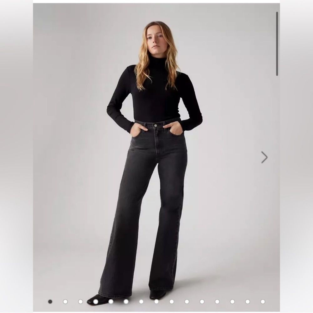 Levi's Ribcage Bell Black Denim Jeans 30